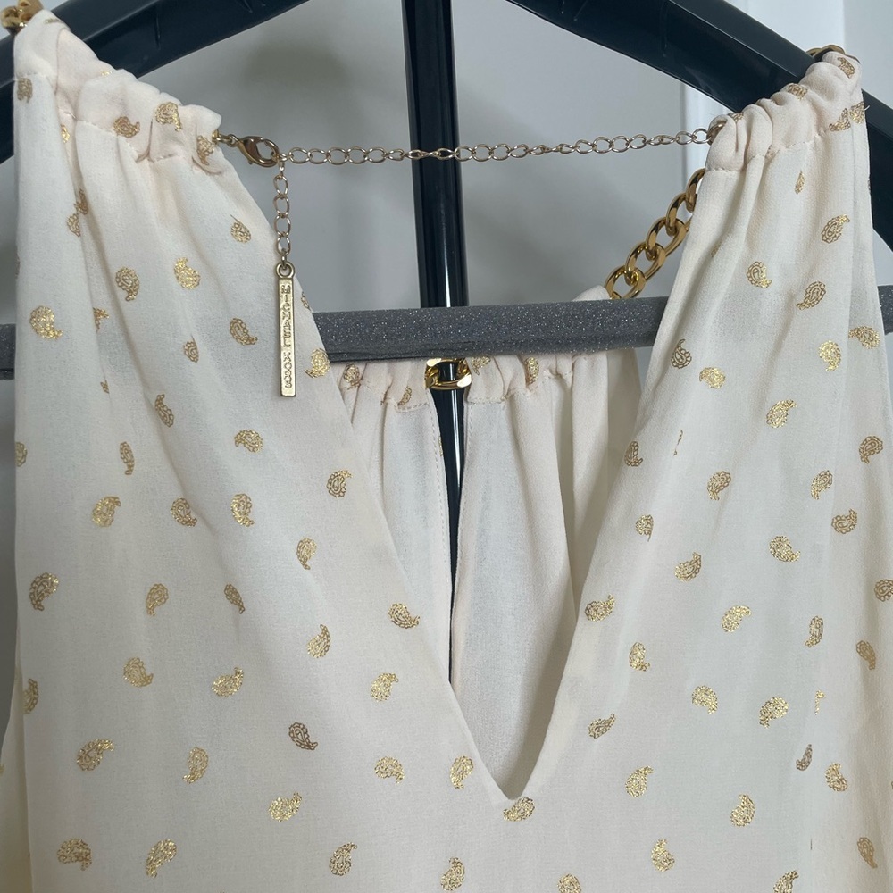 Michael Kors Cream Top with Gold Chain Detail - Picture 4 of 10
